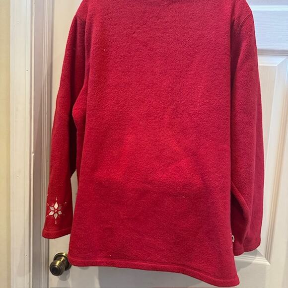 Ugly Fleece Christmas Jacket with dog and snowflakes on it - Picture 4 of 8